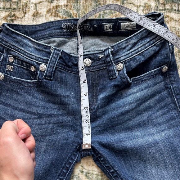 Miss me girls size 14 skinnies dark wash raw hem - Picture 7 of 8